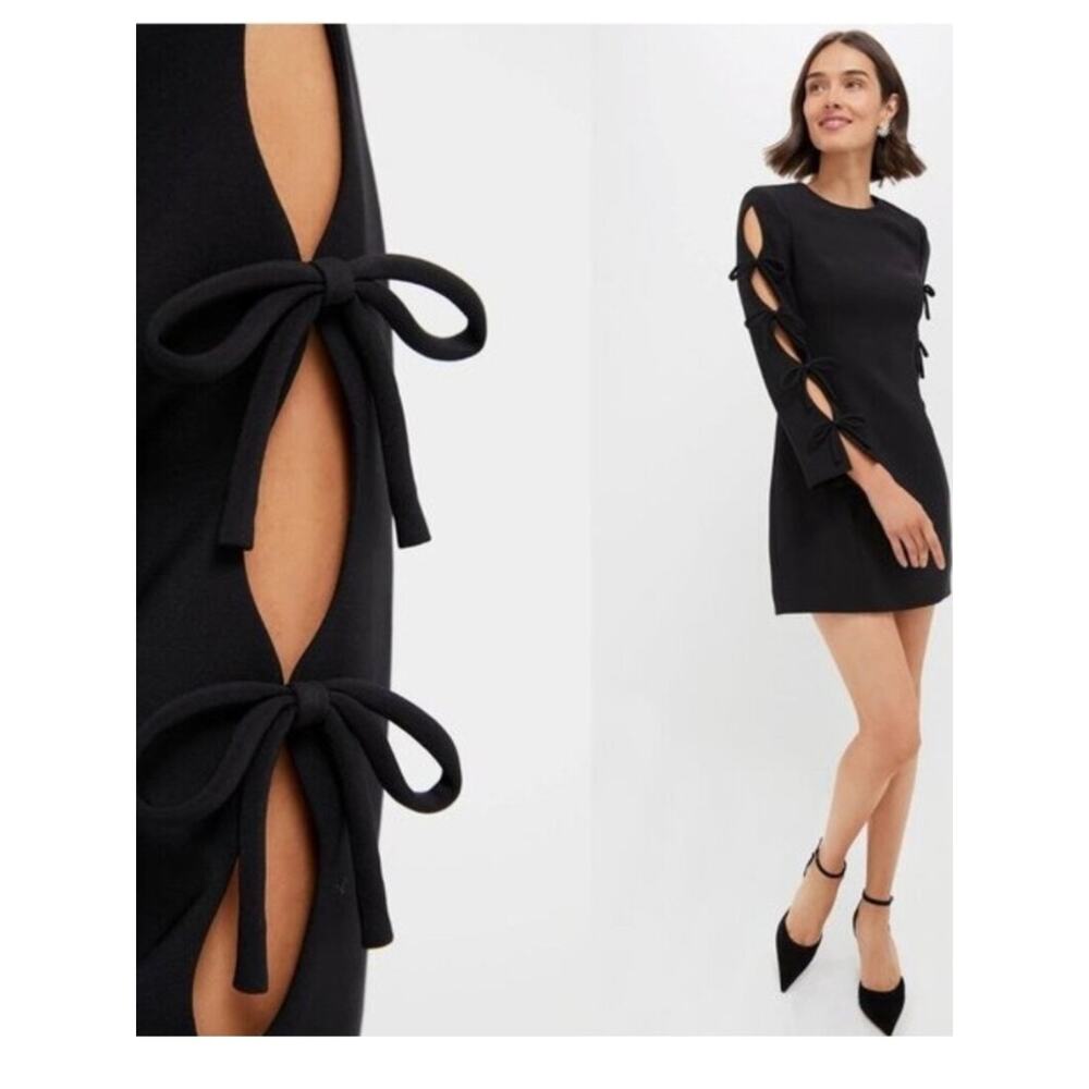 HYACINTH HOUSE Black Bow Sleeve Belinda Mini Dress NWT SMALL Tuckernuck Classic - Picture 3 of 16